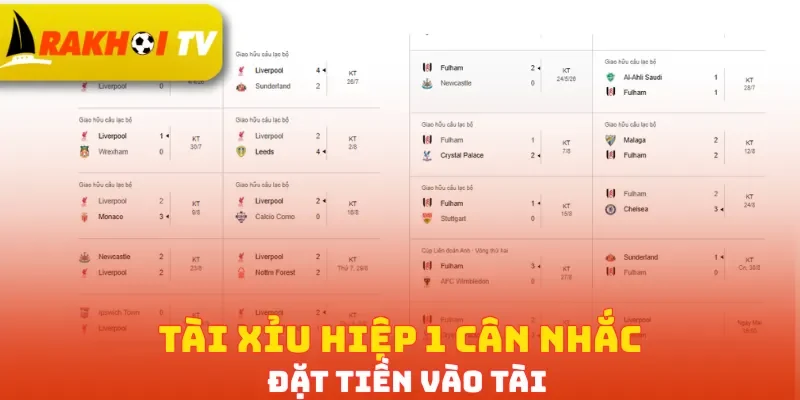 Tài Xỉu hiệp 1 cân nhắc đặt tiền vào Tài